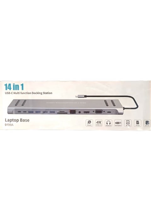 14 In 1 USB C Multi Function Docking Station Laptop Base For Network, 4K Ultra HD, Headphone, Support USB 3.0, SD Card, TF Card  And PD 3.0
