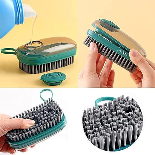 KRYLAR Multi-Functional Cloth Brush for Washing Clothes Kitchen Dish Cleaning Liquid Dispenser Soft Bristles for Laundry Shoe Good Scrubber Cleaner Washing Pot Tile Household Cleaning Tool |Multicolor - Image 3