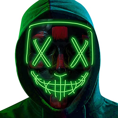 NeoGenius LED Light Up Mask for Halloween, Neon, and Bachelor Party Decoration (Green) - Image 1