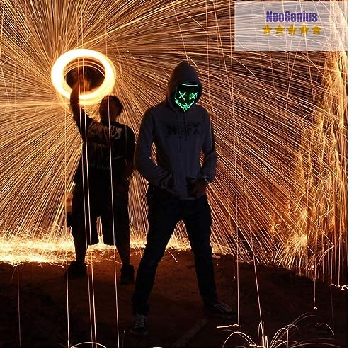 NeoGenius LED Light Up Mask for Halloween, Neon, and Bachelor Party Decoration (Green) - Image 4
