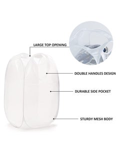 TYCOM Foldable Pop Up Net Laundry Basket Storage Solution Compact Bin Mesh Collapsible Bag  Laundry Hamper  Collapsible Laundry Basket with Durable Handles & Side  - Image 4