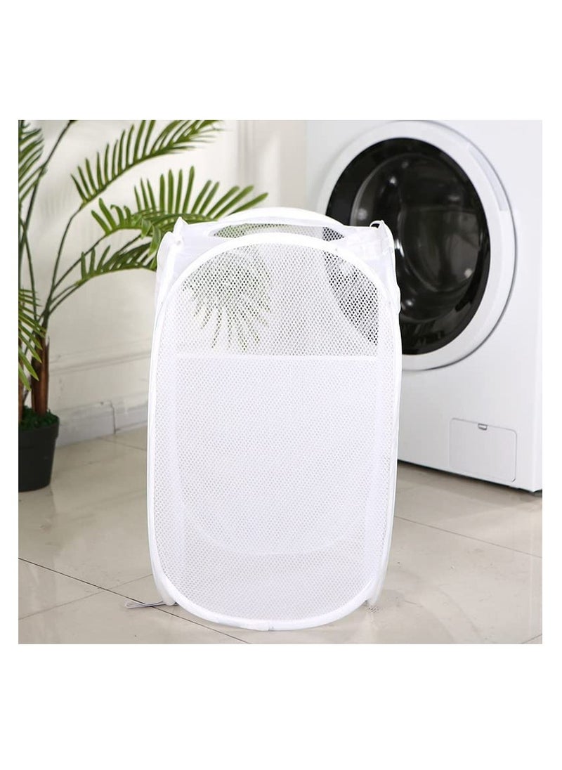 Foldable Pop Up Net Laundry Basket Storage Solution Compact Bin Mesh Collapsible Bag  Laundry Hamper  Collapsible Laundry Basket with Durable Handles & Side