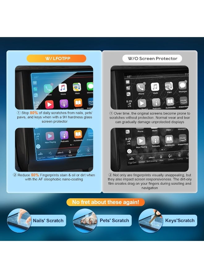 LFOTPP 2019 RAM 1500 Uconnect Big Horn Rebel Laramie 8.4 Inch Tempered Glass Screen Protector, 9H Hardness Scratch-Resistant Protective Film - Image 3