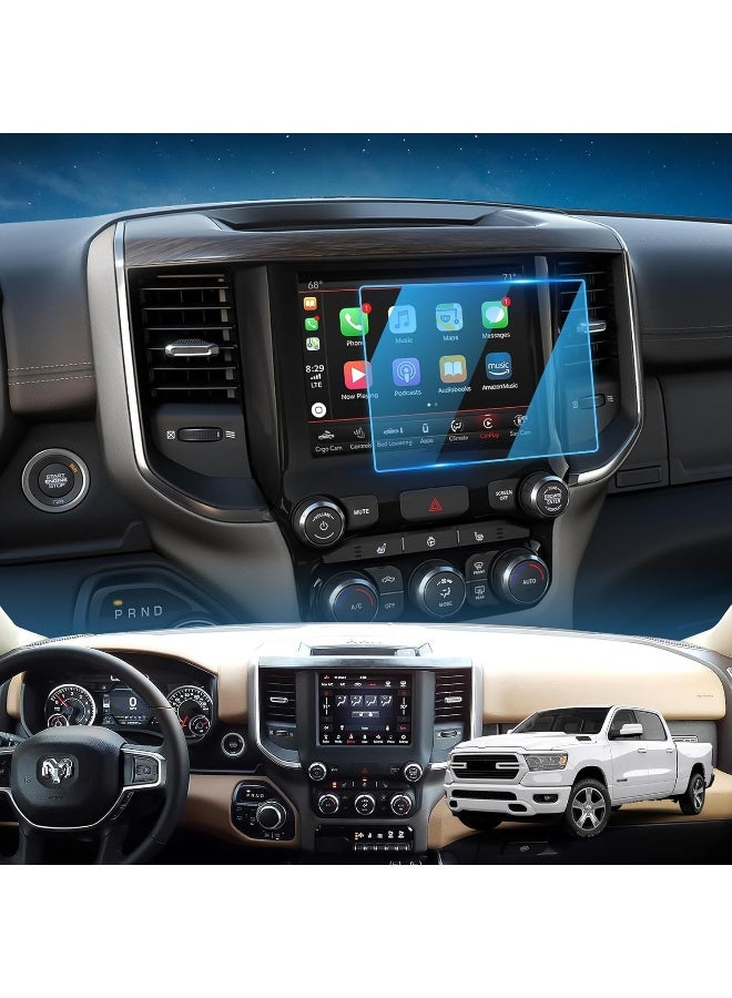 LFOTPP 2019 RAM 1500 Uconnect Big Horn Rebel Laramie 8.4 Inch Tempered Glass Screen Protector, 9H Hardness Scratch-Resistant Protective Film - Image 1
