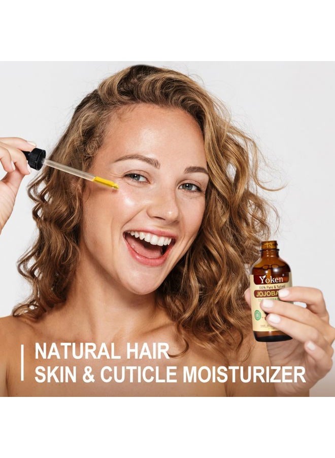 Yoken Jojoba Oil 4 fl oz EWG Verified 100% Pure Jojoba Oil Cold Pressed for Skin, Hair, Nails, Cuticles - Unrefined & Hexane Free, Natural Moisturizer Carrier oils Facial Serum for Gua Sha - Image 4