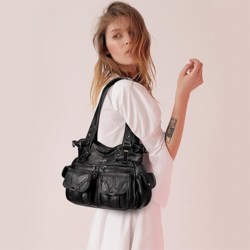 KL928 Purses and Handbags for Women Small Hobo Shoulder Bags Soft PU Leather Multi Pockets Tote Bag - Image 2