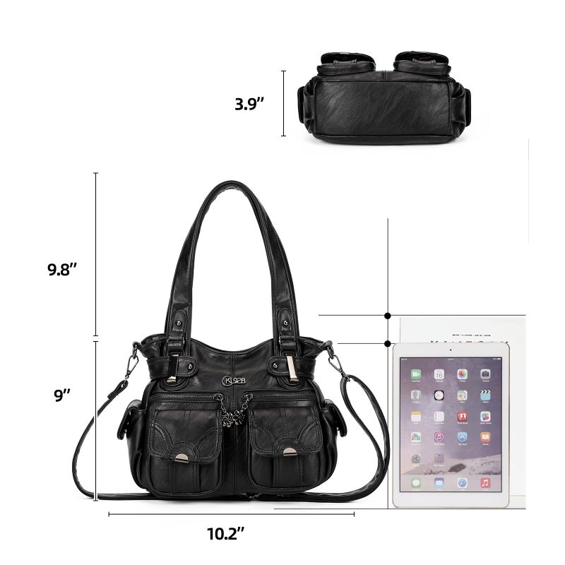KL928 Purses and Handbags for Women Small Hobo Shoulder Bags Soft PU Leather Multi Pockets Tote Bag - Image 4