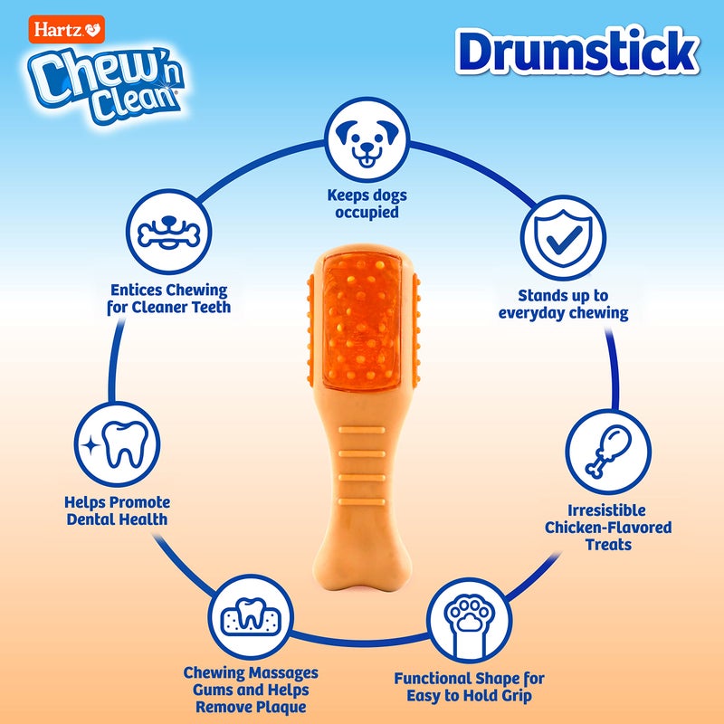 Hartz Chew â€˜n Clean Chew Toy and Treat in One Chicken Flavored Drumstick Dog Toy, Small - Image 2
