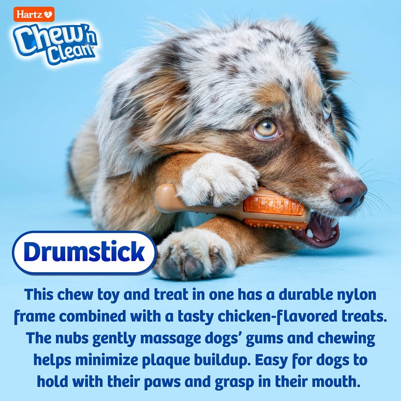Hartz Chew â€˜n Clean Chew Toy and Treat in One Chicken Flavored Drumstick Dog Toy, Small - Image 5