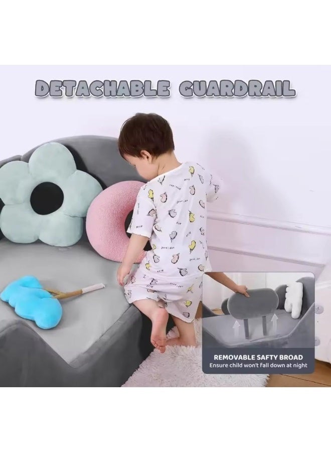 Velvet Upholstered Toddler Floor Bed - Image 3