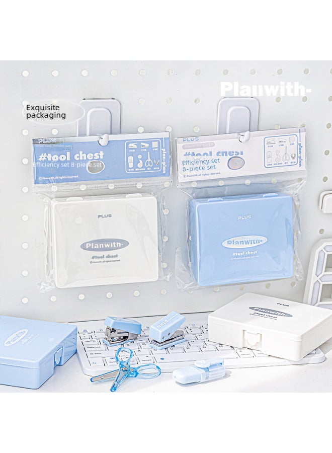 Planwith Tool Box Efficiency Set Upgraded 8-piece Punch Stapler Scissors Storage Tool Box - Image 4