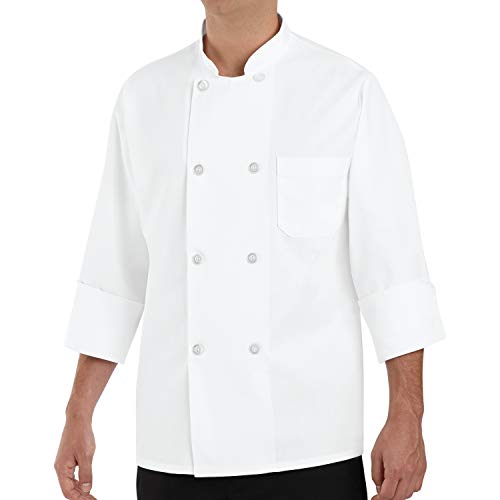 Chef Designs mens Eight Pearl Button Coat chefs jackets, White, Large US - Image 3