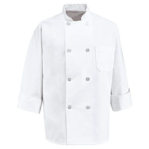 Chef Designs mens Eight Pearl Button Coat chefs jackets, White, Large US - Image 2