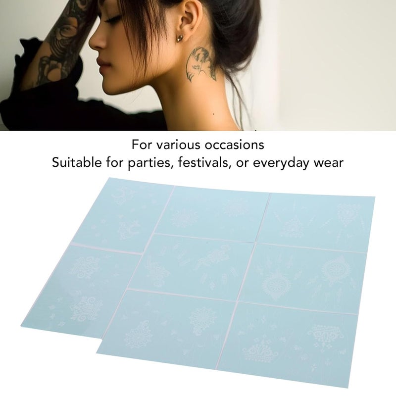 ZJchao 8 Sheets Lace Temporary Body Art Stickers, Elegant Stickers for Face Hands Skin with Easy Application Removal for Party Festival Celebration - Image 3