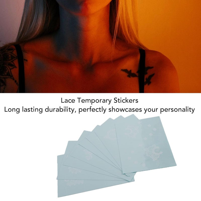 ZJchao 8 Sheets Lace Temporary Body Art Stickers, Elegant Stickers for Face Hands Skin with Easy Application Removal for Party Festival Celebration - Image 2