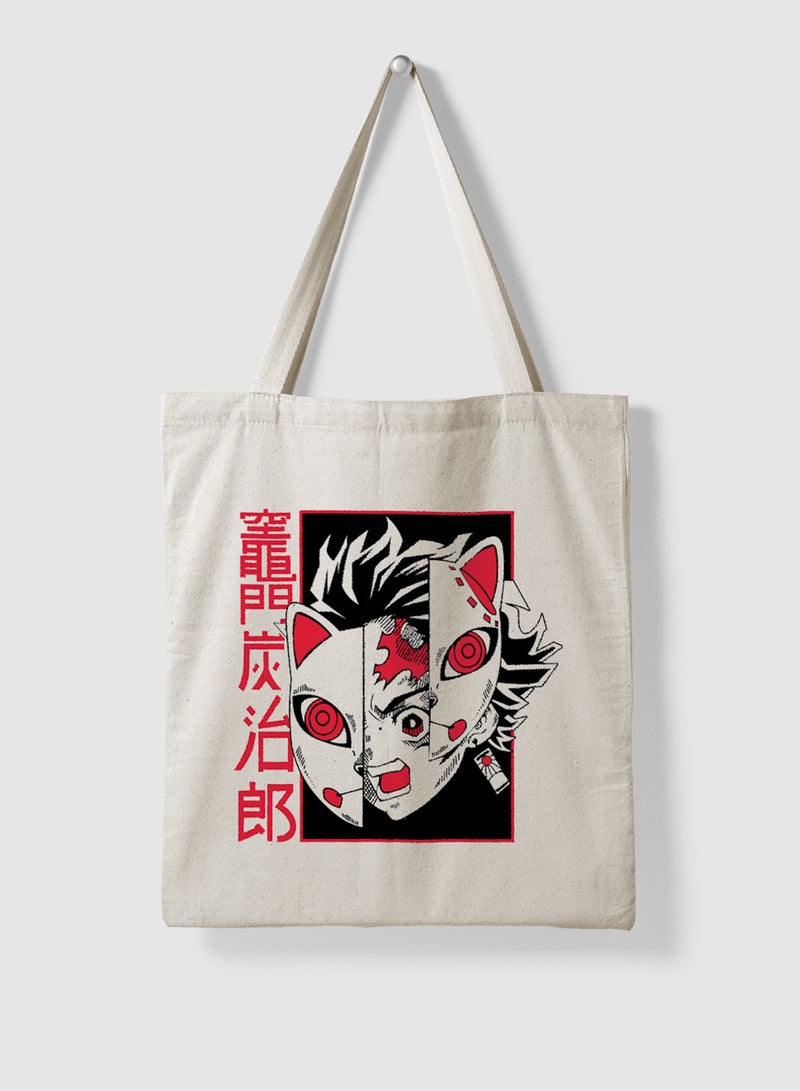 LOWHA Polyester Tote Bag with Shoulder Straps and Demon Slayer Anime Pattern  - Image 4