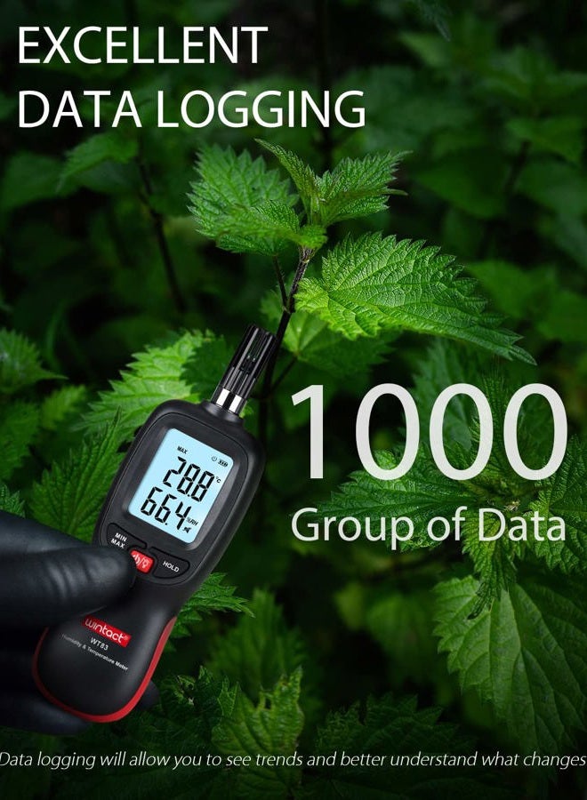 Wintact Digital Temperature and Humidity Meter, Thermometer Hygrometer Monitor with Dew Point and Wet Bulb Temperature, Backlight, Max/Min Value, Data Hold, Store 1000 Group of Data for Indoor Outdoor - Image 4