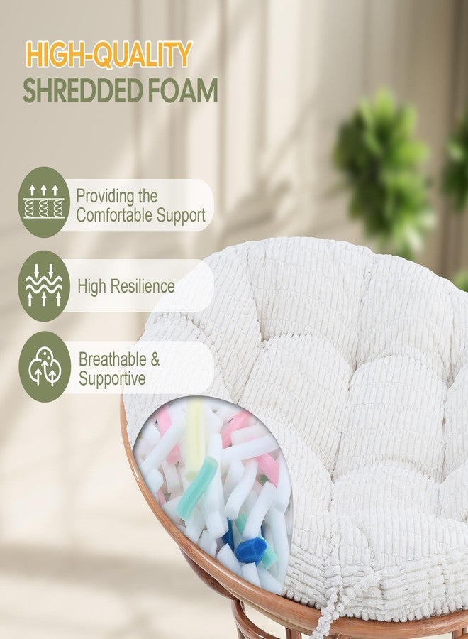 idee-home وسادة كرسي باباسان من إيدي هوم، وسادة باباسان دائرية من قماش الكوردروي الناعم (بدون كرسي) بديلة للاستخدام الداخلي والخارجي لكرسي إيغ بول، 48 × 48 بوصة، بيج - Image 3