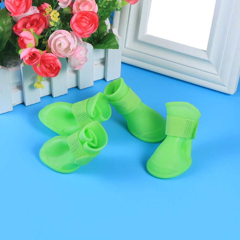 Little Pet Dog Puppy Anti- Rain Snow Boots Candy Colors Rubber Boots Shoes - Size (Green) - Image 3