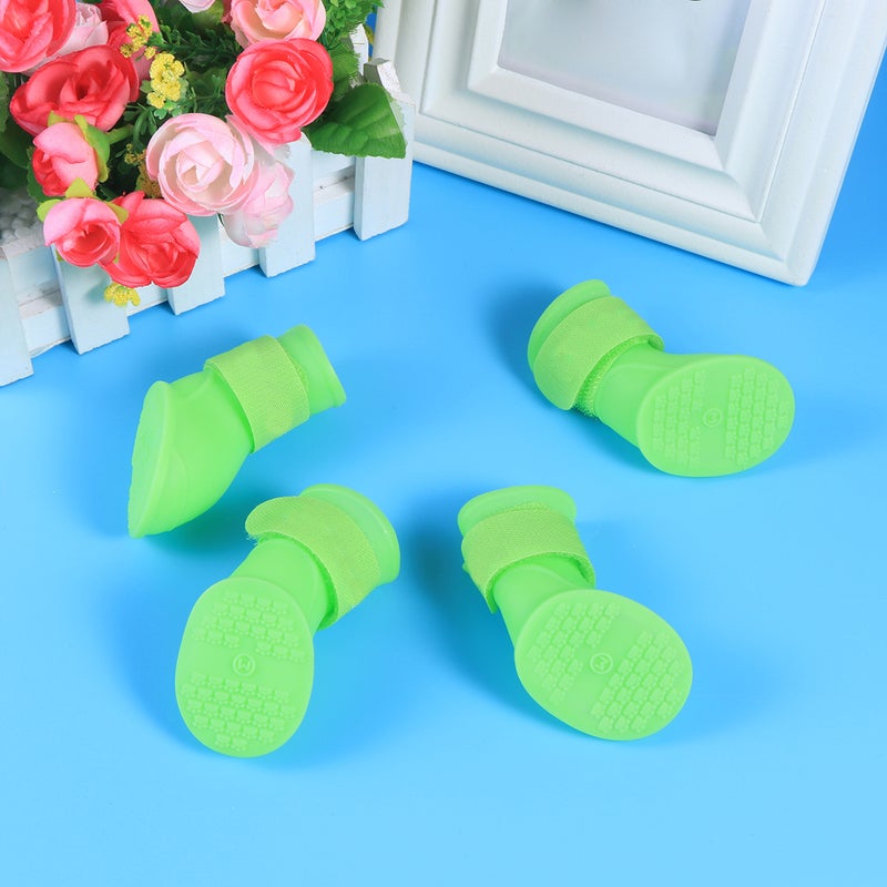 Little Pet Dog Puppy Anti- Rain Snow Boots Candy Colors Rubber Boots Shoes - Size (Green) - Image 5