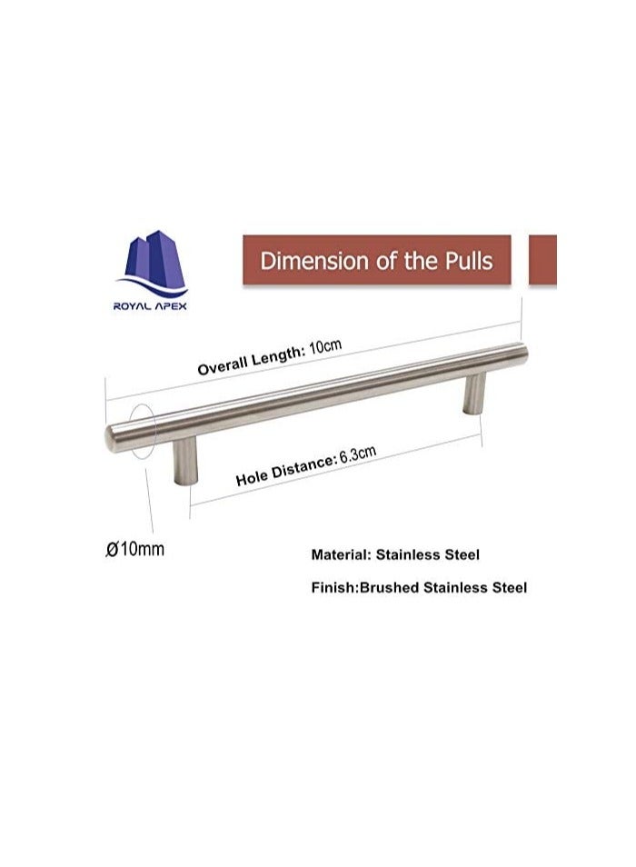 Stainless Steel Kitchen Cabinet Drawer T-Bar Cabinet & Furniture Pull Cabinet Door Handles and Pulls Cabinet Knobs Brushed Nickel. (10 x Hole Size 6.3 CM, Pck of 2)  - Image 2