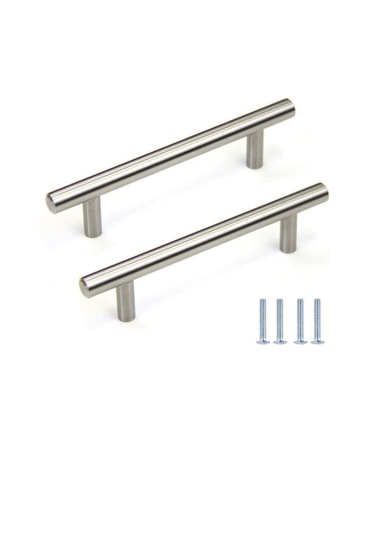 Stainless Steel Kitchen Cabinet Drawer T-Bar Cabinet & Furniture Pull Cabinet Door Handles and Pulls Cabinet Knobs Brushed Nickel. (10 x Hole Size 6.3 CM, Pck of 2)  - Image 1