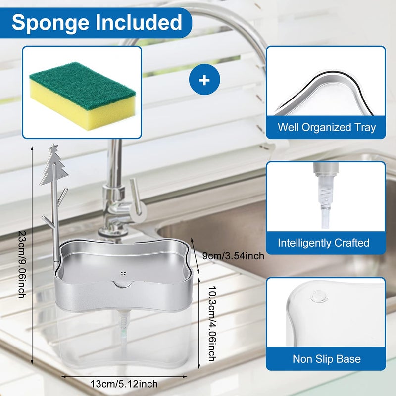 LIFEEZY New 2025 Version soap Dispenser with Added Features - Premium Quality Dish Soap Dispenser - Countertop Kitchen Soap Dispenser, Sink Dish Washing 13 Ounces (Sponge Included) - Image 3