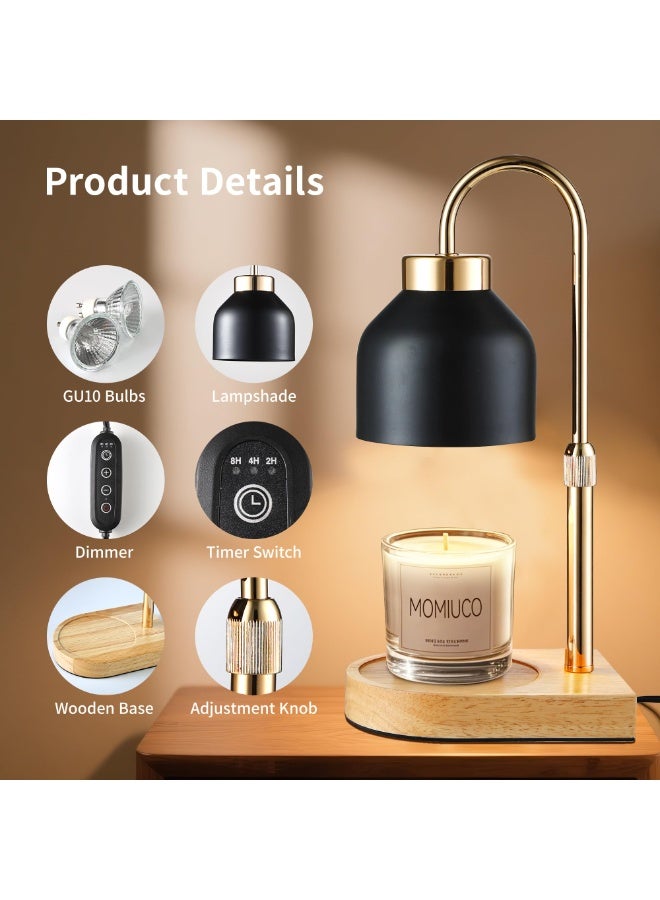 اكسيسن مصباح تدفئة الشموع مع مؤقت ومخفت إضاءة،  ارتفاع قابل للتعديل 2 مصباحين، مدفأة شمع كهربائية ديكور منزلي عتيق، لشموع العلاج العطري، شموع الجرار، أضواء الليل، أضواء الشموع - Image 3