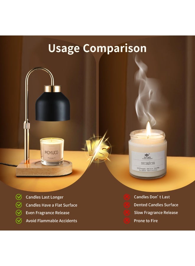 اكسيسن مصباح تدفئة الشموع مع مؤقت ومخفت إضاءة،  ارتفاع قابل للتعديل 2 مصباحين، مدفأة شمع كهربائية ديكور منزلي عتيق، لشموع العلاج العطري، شموع الجرار، أضواء الليل، أضواء الشموع - Image 5