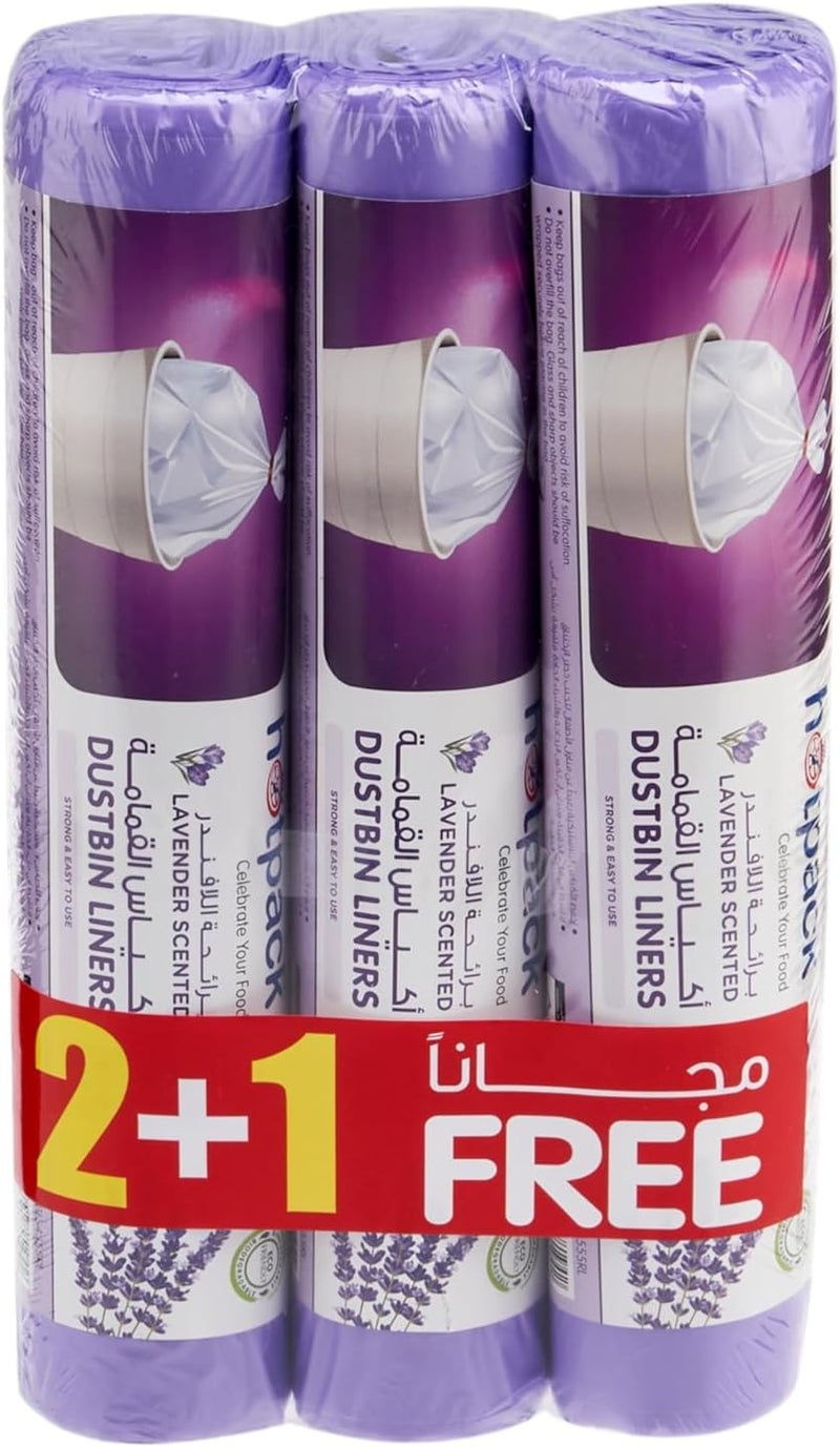 هوت باك عرض أكياس القمامة المعطرة برائحة اللافندر من هوتباك، سعة 5 جالون، مقاس 45×55 سم، 50 قطعة لكل لفة، عبوة من 3 قطع - Image 2