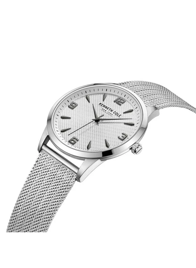 كينيث كول نيو يورك Modern Classic Silver Dial Stainless Steel Bracelet Analog Watch for Men
