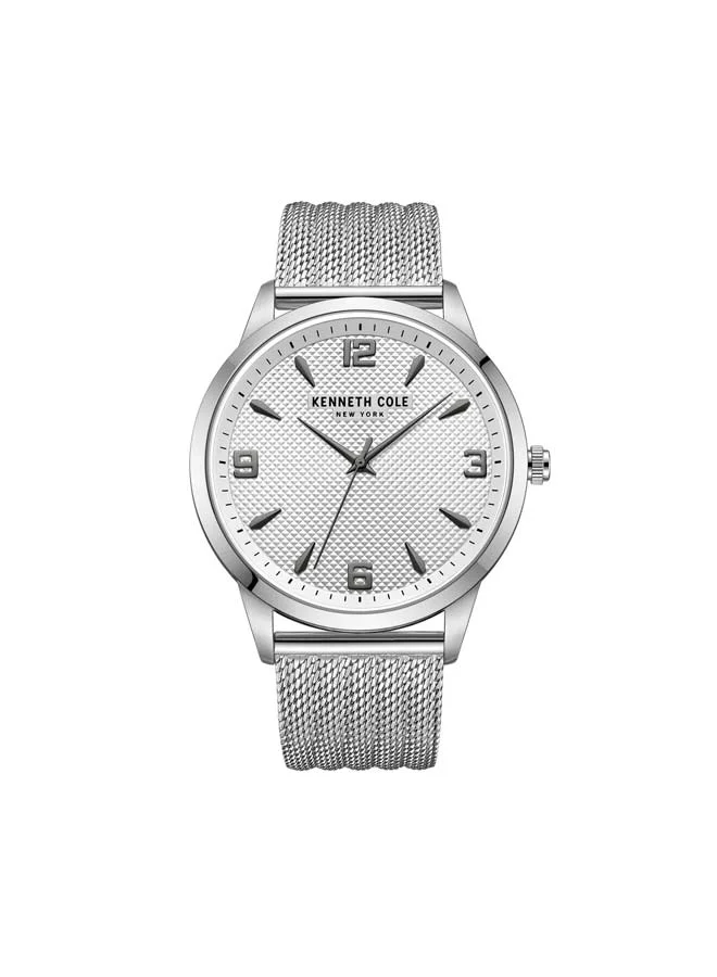 كينيث كول نيو يورك Modern Classic Silver Dial Stainless Steel Bracelet Analog Watch for Men