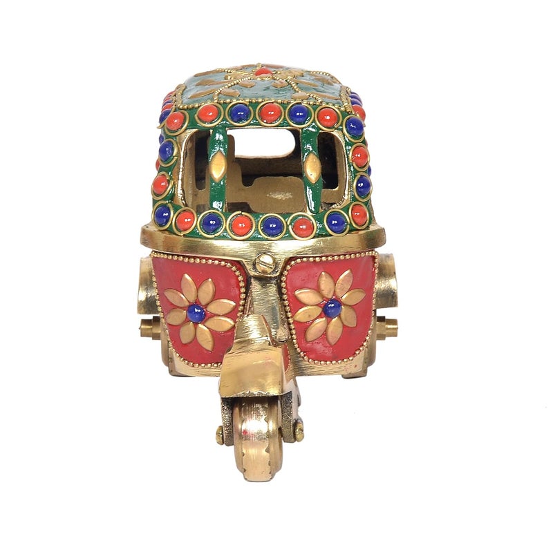 Dattatreya Dattatreya Brass Auto Rickshaw TukTuk ndian Vehicle Showpiece for Home and Office Decor Decorative Sculpture Figure Height 4 Inch  - Image 4