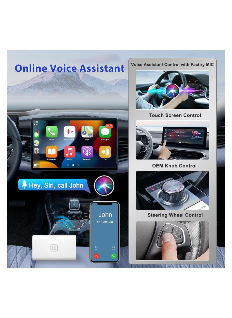 Generic Wireless Carplay Adapter, for Factory Wired Carplay Apple Bluetooth Car Play Ai Box Dongle, for iPhone Plug & Play Original Car System Upgrade, Convert Wired App to Wireless Sync App Box USB/Type-C  - Image 2