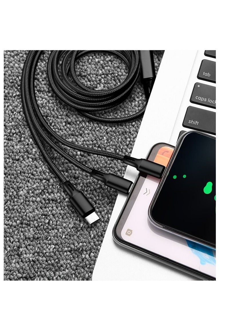 Nylon 3 in 1 fast Charging Cable for Type-C, Micro and iPhone Pins,Smart Charge 3 Port Data Charging Cable,power line(3 in 1 cable)  - Image 3