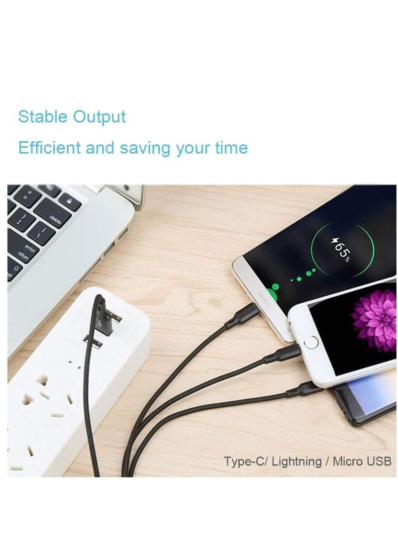 Nylon 3 in 1 fast Charging Cable for Type-C, Micro and iPhone Pins,Smart Charge 3 Port Data Charging Cable,power line(3 in 1 cable)  - Image 2