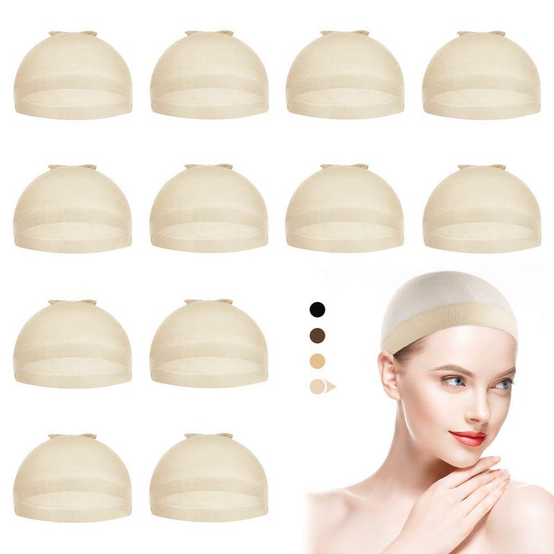 Dreamlover Nude Wig Cap for Lace Front Wig Blond Wig Cap for White Women 12 Pieces