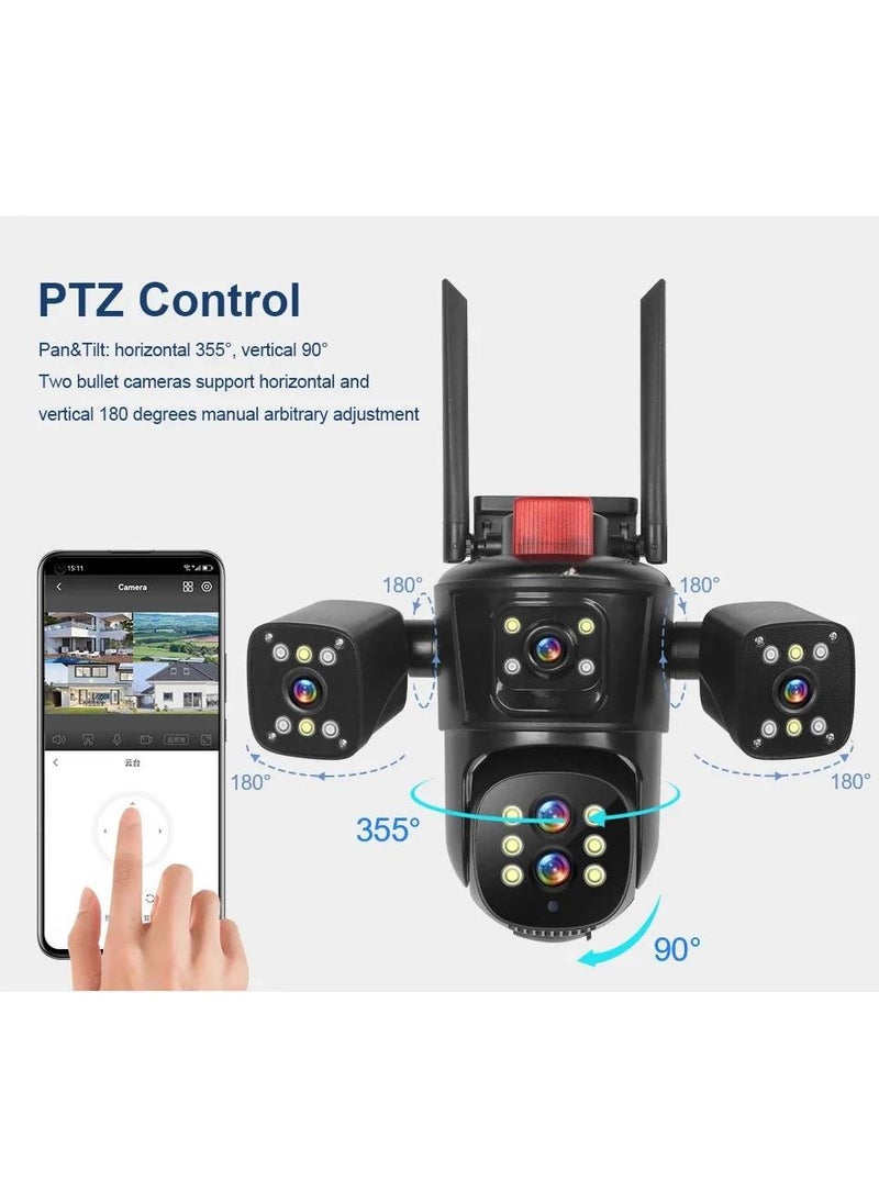 16MP WiFi IP Camera Network Camera Outdoor  Four Screens Five Lens PTZ Auto Tracking Waterproof CCTV Camera
