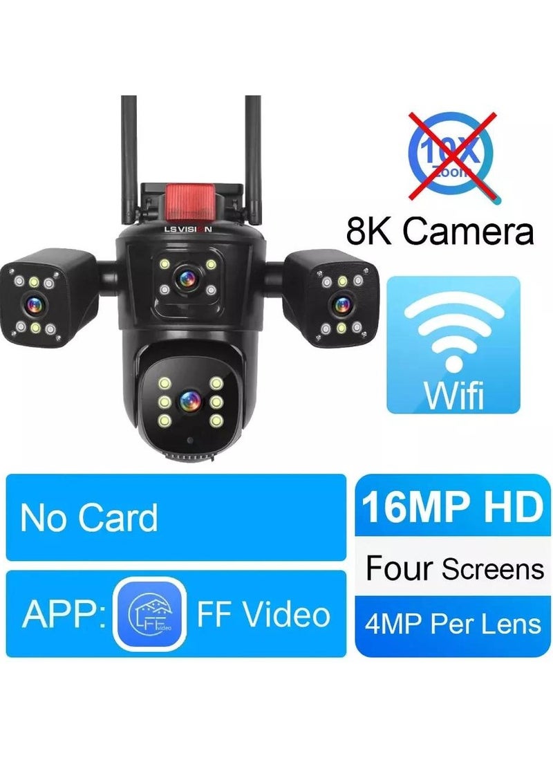 LS Vision 16MP WiFi IP Camera Network Camera Outdoor  Four Screens Five Lens PTZ Auto Tracking Waterproof CCTV Camera  - Image 1