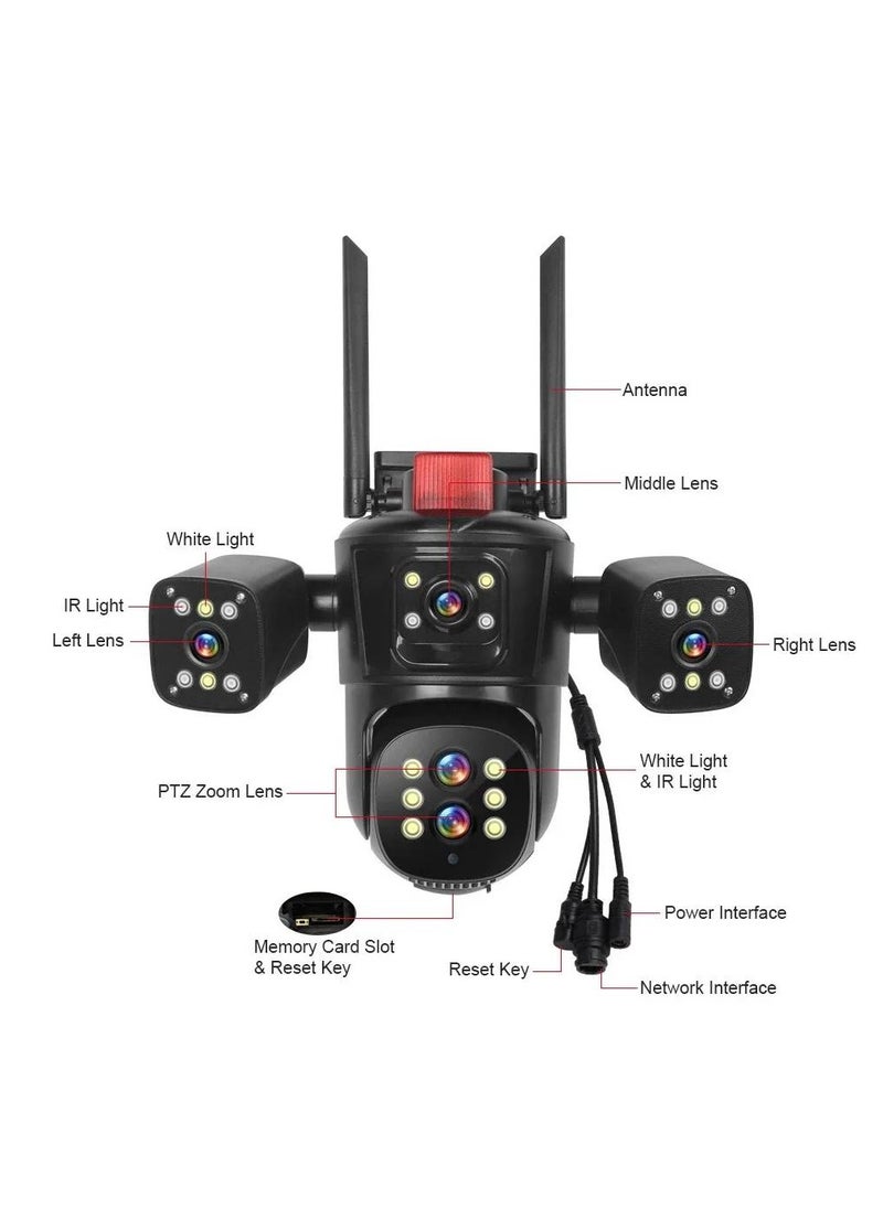 16MP WiFi IP Camera Network Camera Outdoor  Four Screens Five Lens PTZ Auto Tracking Waterproof CCTV Camera