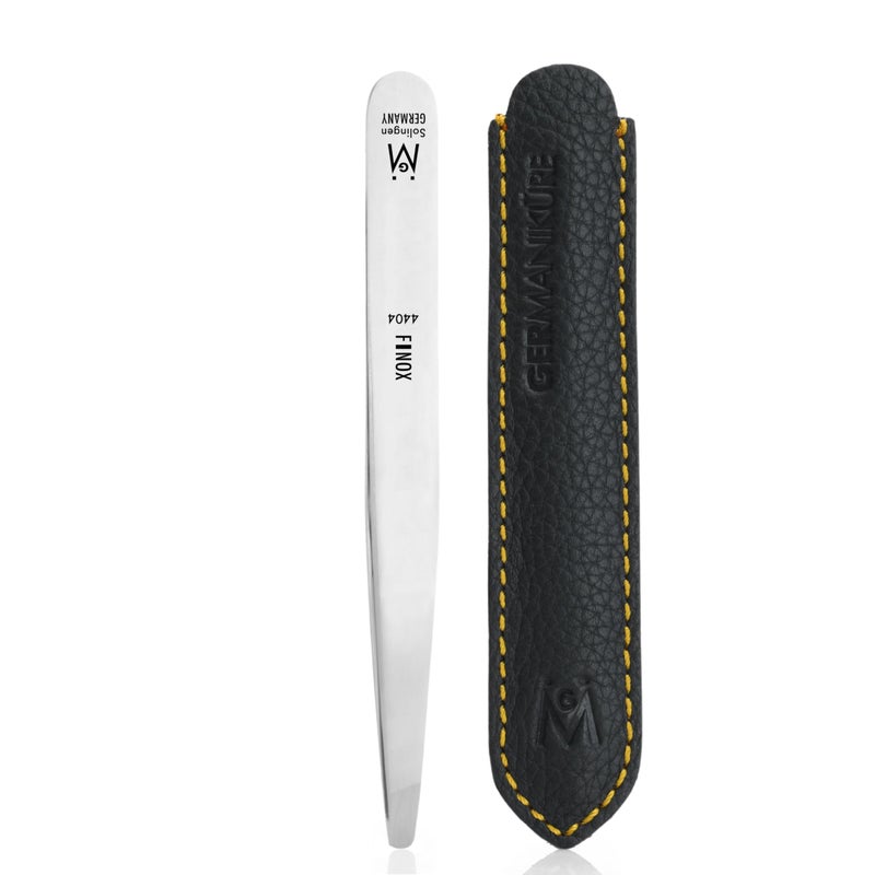 Diabetic Rounded Tweezers in Leather FINOX Surgical Stainless Steel Safety Round Tip tweezers for Facial Hair Remover Tweezers with easy grip Eyebrow Plucking Tweezer Eyebrow Plucker German 4404