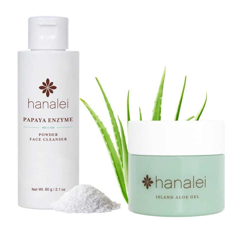 Hanalei - Papaya Powder Face Cleanser 60g and Aloe Gel 100g - Cruelty Free - (2-Pack Bundle) - Image 1