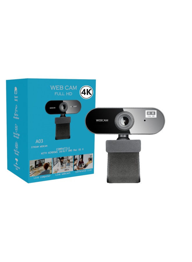 Digital Computer Camera High Definition Webcam Microphone For Video Conferencing Online Teaching-Color:A03-4K (Neutral English Packaging - Image 1