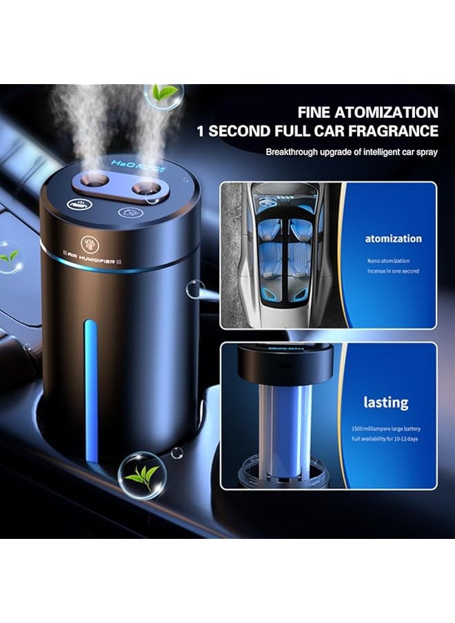 DMG TECH Car Aromatherapy Diffusers For Essential Oils 450Ml Small Humidifier Mini Usb Air Scent Small Humidifier Led 7 Color Changing Dual Mist Ports Ai Smart Start For Car Room Home Office Bedroom  - Image 2