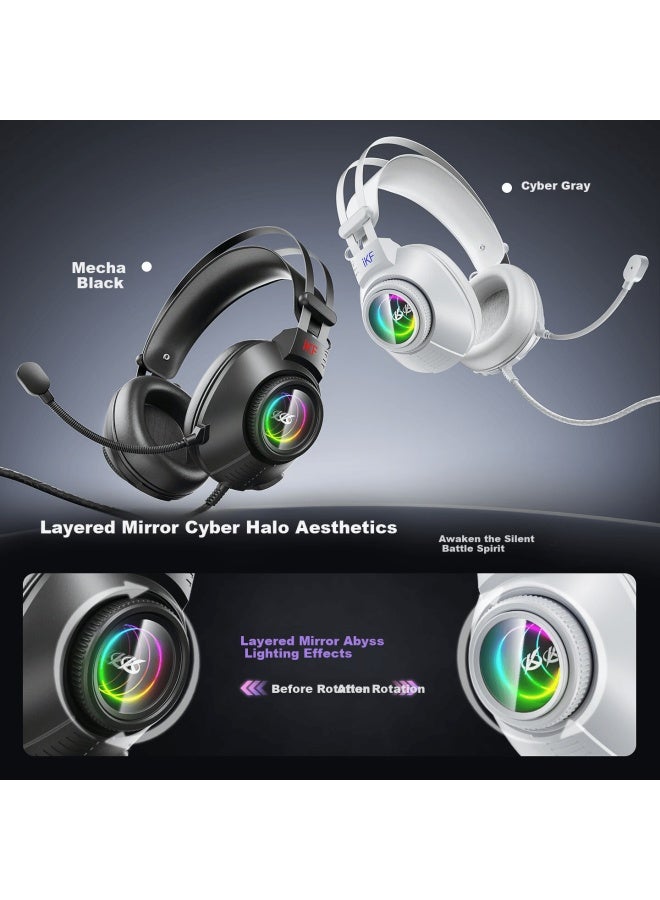 Ikf G11 Wired Gaming Headset Over-ear With Mic For Fps Gaming 3.5mm Positional Audio Surround Sound Valorant Delta Tournament Pc Mobile Mecha Black