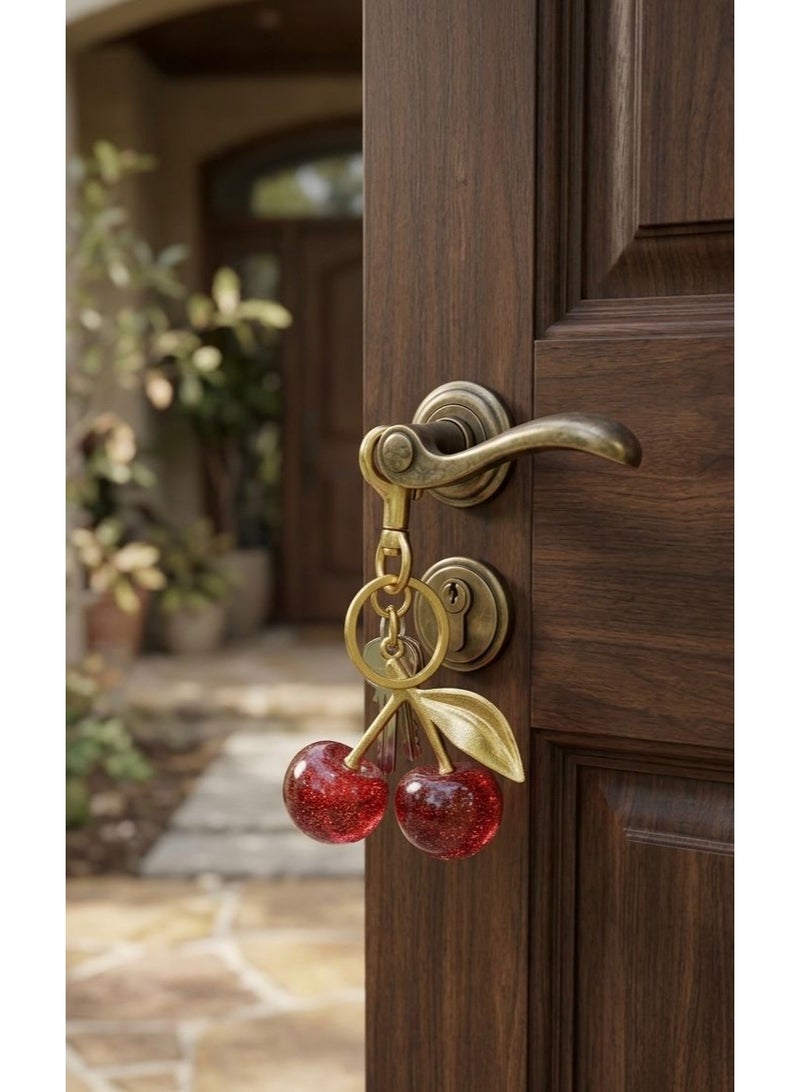 Nevara Shiny 3D cherry pendant with a modern design – stylish bag and key accessory - Image 3