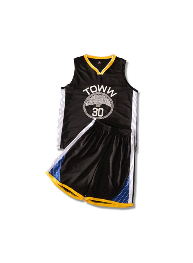 Black No.30 Basketball Jersey Set – Breathable Sportswear for Training and Matches