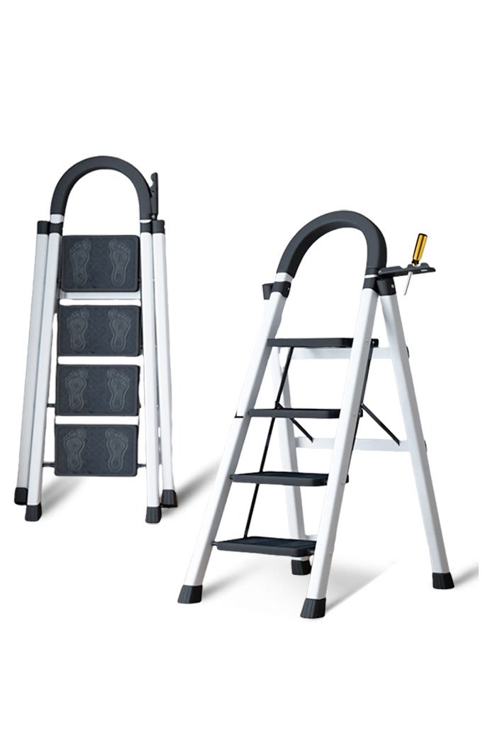 0TO1 TECH Foldable 4-Step Ladder, Folding Step Stool With Wide Anti-Slip Pedal, Sturdy Steel Ladder for Home, Kitchen, Garden, Office - Image 1
