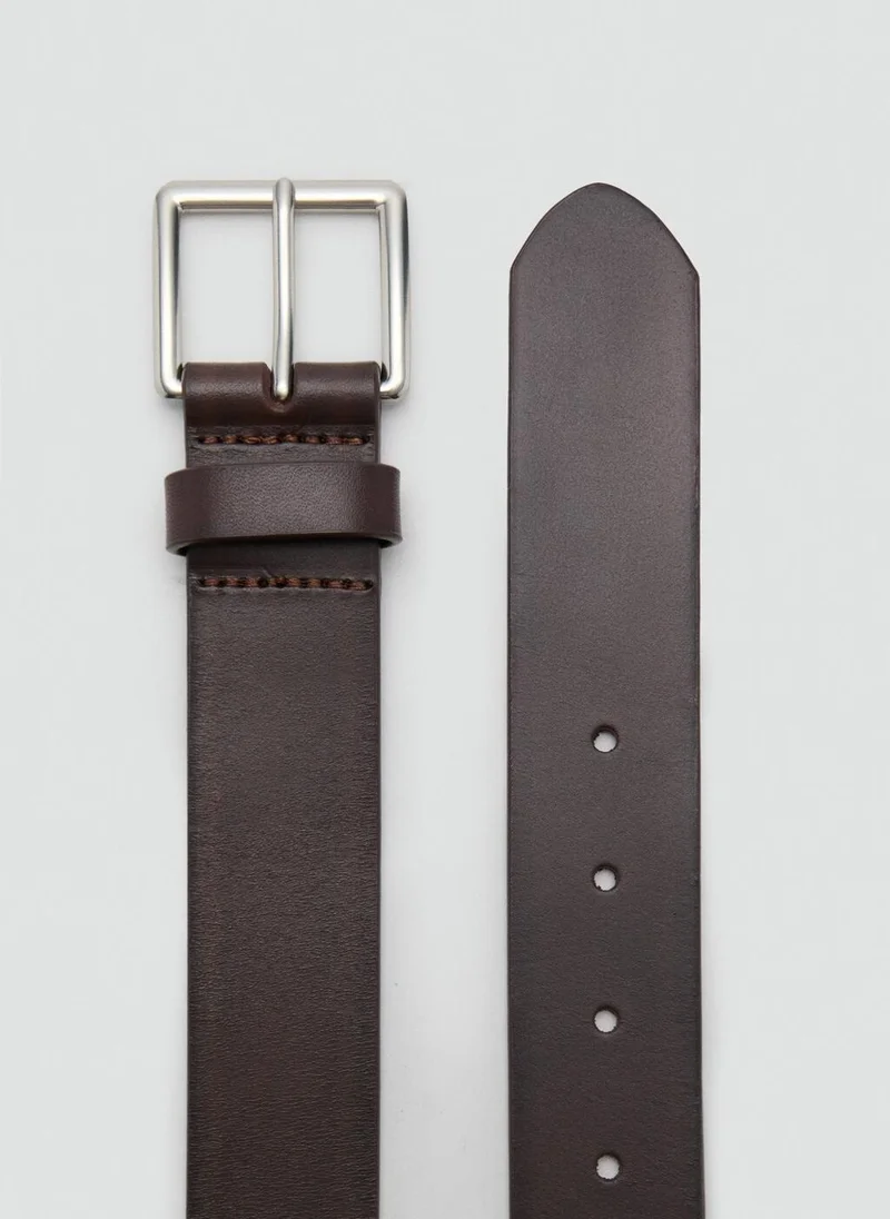 Mango Man Buckle leather belt