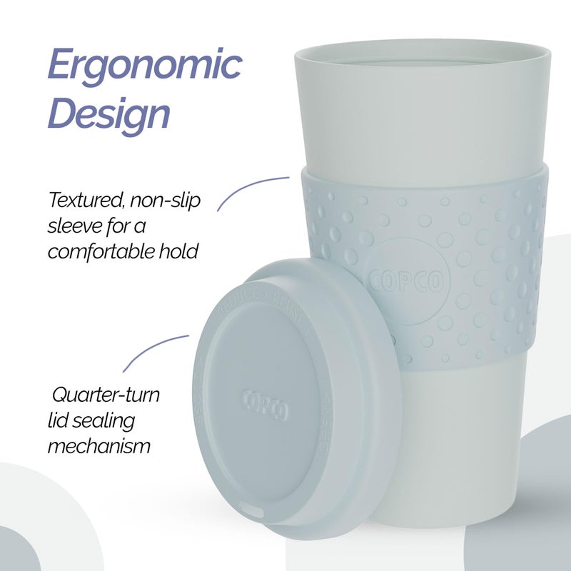 كوبكو Copco Acadia 16oz Travel Mug with Lid من 2 جدار مزدوج معزول من الأكمام غير القابلة للانزلاق وخالية من BPA-ميكروويف وغسالة الصحون البلاستيكية القابلة لإعادة الاستخدام للذهاب لقهوة السفر (الأرجواني/البط البركاني) - Image 5